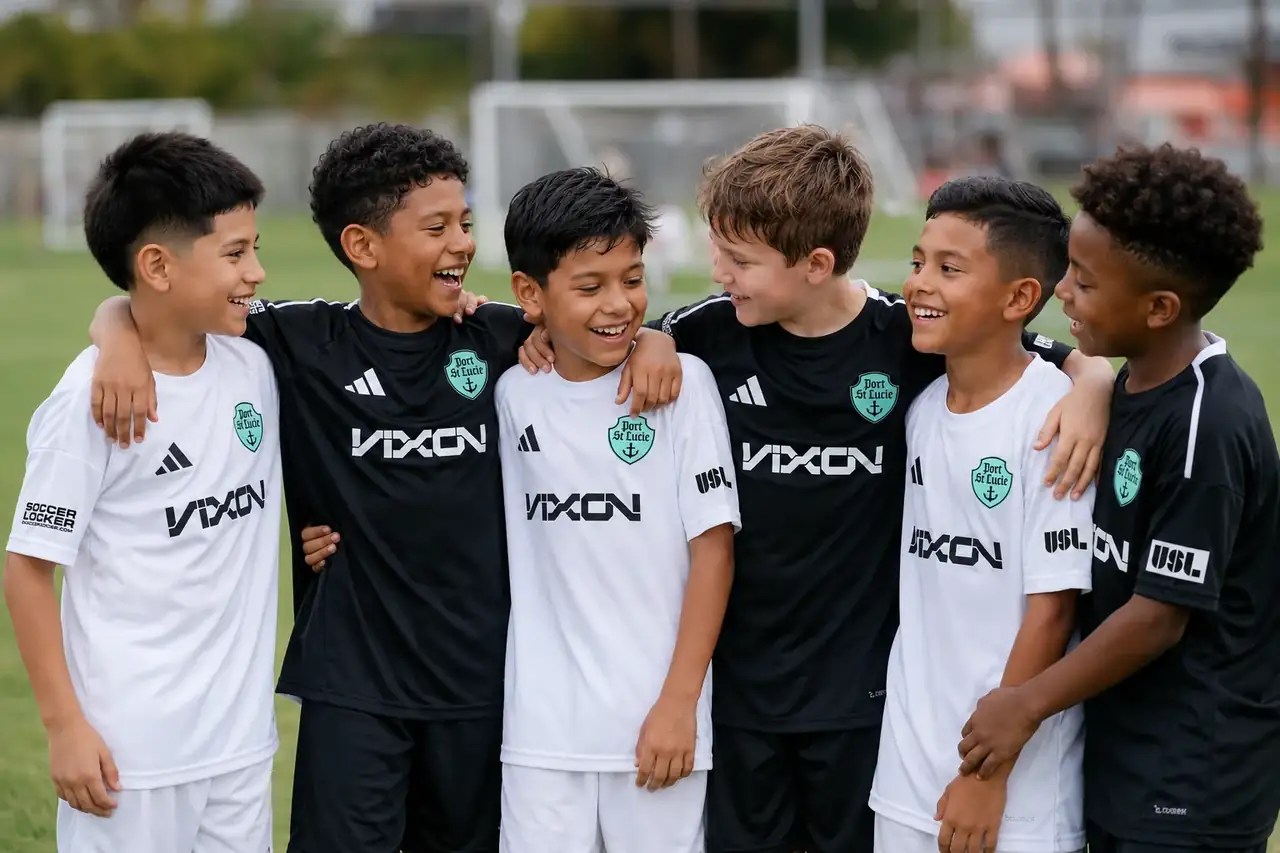 Port St. Lucie SC academy players together on the pitch